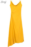 Pink Slip Long Dress Women Backless Satin Dress Woman Asymmetric Evening Party Dresses For Women 2023 Sexy Summer