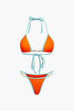 Vintage Pearl Detail Halter 2 Piece Bikini