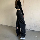 Vintage Stars Print Ripped Straight Wide Leg JeansOutfit