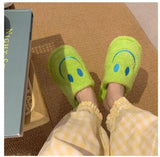 Womens Slippers Smile Face Indoor Comfy Sole 3 Colors Soft Cotton Plush Flat Slippers Zapato de Mujer Couple