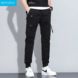 New Side Pocket Men's Trousers Big Overalls Autumn Casual Pants Men's Overalls Elastic Band Overalls