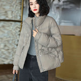 Autumn And Winter New Style Down Jacket Female Short Money Korean Version Standing Collar White With Fashion White Duck Down Small Coat Tide-Outfit