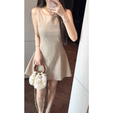 Temperament Waistless Sleeveless Dress Women's Summer Milk Tea Commuting Short Skirt Miu Familial Vest