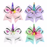Quality 1piece Bow With Cute Ear Design Elastic Band Ribbon Bow With Unicorn Horn Hair Accessories Rope