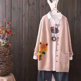 cardigan women's long-sleeved V-neck fashion loose western style casual all-match sweater spring and autumn