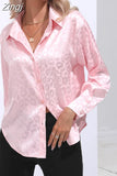 Print Satin Women's Shirt Long Sleeved Shirt New Fashion Silk Shirt Ladies Tops Button Up Blouse Women OL Female