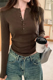 Half-Breasted V-Collar Long-Sleeved T-Shirt Women's Spring And Autumn New Style Waist Show Slim Underwear Sexy
