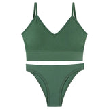 Women Seamless Bra Set Sexy Low Waist Panties Wire Free Bra Bralette Padded Lingerie Brassiere Soft Female Underwear