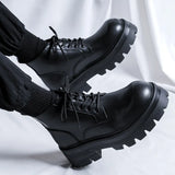 Zingj Boots Men In Autumn And Winter Increased Tooling Locomotive Wind Super Fire Leather Boots Big Head Advanced Sense Ankle Boots