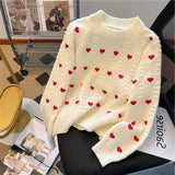 Zingj Autumn Lady Wind Temperament All-Match Jacket Korean Version Of The New Design Sense Love Print Twist Sweater Female Tide-Outfit