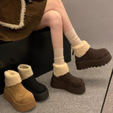 Bottom Height Snow Boots Women 2025 New Winter Plus Velvet Warm Hair Short Boots Fashion Ugly Big Head Cotton