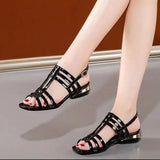 Zingj Heel Thick Heel PU Sandals Oak Flat Low Heel High Heel Sandals Slippers Women's Single Shoes Shoes Women's Casual Sports Shoes- Outfit