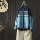 ethnic style 2021 new jacquard sweater knitted women's jacket cardigan women loose round neck ladies
