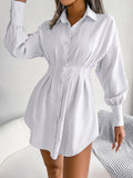 Casual Lantern Sleeve Waist-tight Asymmetric Shirt Women's