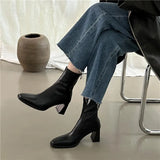 Zingj Female Fairy 2024 New Soft Leather Thick Heel Zipper Low Tube Chimney Boots Web Celebrity Fashion Chelsea Ankle