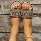 People's Flat-Bottomed Slippers Women Retro Beads Light Outside Wearing Cold