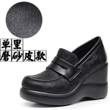 And Soft-Soled Thick-Soled Lod Shoes Women's Slope With English Wind One-Legged Leather Shoes Mother Small Leather Shoes Deep Mouth Single