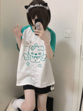 Aesthetic Summer Loose T-shirt 2024 Casual O Neck Japanese Kawaii Cartoon Top Women Short Sleeve Fashion Sweet Harajuku