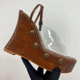 Heeled Sandals Women 2025 New Wear Thick-Soled Wood-Grass Waterproof Table Sandals Metal Stud