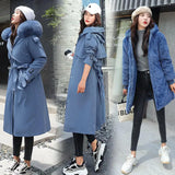 Winter Women Jackets Warm Fleece Hooded Coats -30 Degree Long Thickness Parkas Plus Size Large Fur Collar