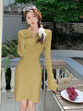 Zingj Korean Version Slim And Slim Knitted Dress Women's Autumn And Winter 2024 New Style Bottomed Sweater Skirt Short