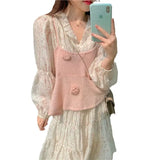 Zingj Flower Dress Female Autumn Outfit 2024 New Very Fairy Flounce V Collar Design Sense First Love Department Long Sleeve Skirt-Outfit