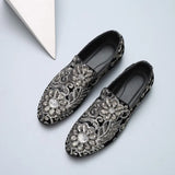 Zingj Men's Versatile Floral Sequins Casual Plus-Size Fashion Loafers With Men's