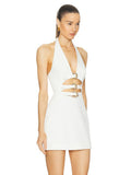 New Sexy Hollow Hanging Back Hanging Neck Dress Metal Decorative Temperament Dress Skirt Skirt