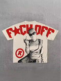 War Girl Graphic Print T-Shirt Y2K Vintage Loose-Sleeved Round-Collar Cotton Top Gothic Street Men's Wear 211-0-Outfit