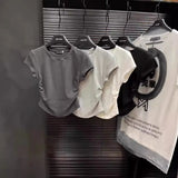Zingj Girl Pure Want To Accept Waist T-Shirt Short Sleeve Female 2024 Summer New Solid Color Bottom Cover Slim Short Jacket