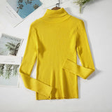 2021 Autumn Winter Sweater Knitted Women Khaki Long Sleeve Slim Casual Turtleneck Pullover Ladies White