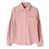 Korean Version Add Thick Grinding Hair Loose Show Thin Long Sleeve Shirt Female Autumn Winter New Can Wear Lapel Fashion Temperament Jacket-Outfit