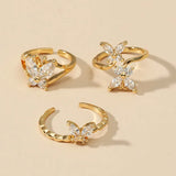 Zircon Butterfly Open Ring Three-piece SetOutfit