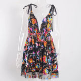 Sequined Deep V-Neck Backless Mini Dress-Outfit