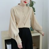 Vintage Lantern Sleeve Spring Summer Women Shirt Blouses Single Breasted Blouse Female Loose Shirts Tops blusas