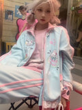 Streetwear Outfits 2024 Casual Fashion Cartoon Hoodies +Wide Leg Pants Female Japanese Harajuku Suit Y2k Two Piece