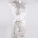 High Neck Mesh Tank Lingerie Set-Outfit