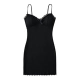 Zingj Trendy Girls' Sexy Buttocks Skirt, Breast Cushion, Lace Edge Splicing Sling Dress, Slim And Bottomed