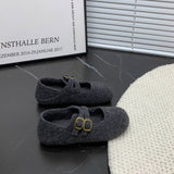 Double Buckle Hair This Flat Bottom Mary Jane Shoes Women 2025 New Autumn And Winter Fashion With Plus Fur