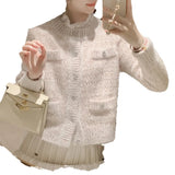 Zingj Imitation Mink Sweater Female Autumn Winter New Soft Waxy Bright Silk Small Fragrant Wind Temperament Cardigan Sweater Jacket Female-Outfit