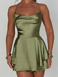 Low Cut V-neck Backless Lace-up Mini Dress for Women Summer Party Clubwear 2023 Sleeveless Strap A-Line Dress