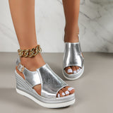 Zingj Fashion Plus-Size Word-Line Muffin Platform Beach Sandal