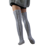 Zingj Color Twist Over The Knee Knitting Pile Pile Socks Female Pure Color Long Tube Knitting Wool Socks