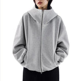 Zingj Silhouette Air Layer Gray Hooded Sweater Coat Men And Women Autumn Winter New Loose Heavy Cardigan