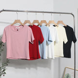 Design-Sense Short-Sleeved Back Hollow T-Shirt For Women's Summer New Body-Repair Short Small Shirt