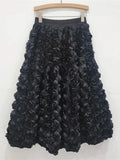 Elastic Waist A-line 3d Rose Flowers Design Maxi Skirt- Outfit