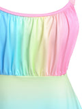 Strap Casual Sleeveless Pastel Color Rainbow Dress Ombre Tie Strap Casual