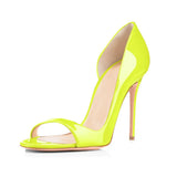 Solid Color Gradient Lacquer Leather Fashion High-Heeled Open-Ended Single Shoes Ebay