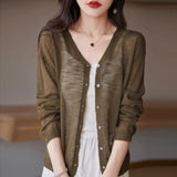 Zingj Hemp Knitting Cardigan Female Thin Ice Silk Linen Coat Sunscreen Clothes Summer Loose Outside The Shawl Air Conditioning Shirt-Outfit