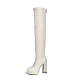 Autumn And Winter Lady Over The Knee Elastic Boots Thin Skinny Boots Thick Side Zipper Large Size Over Knee Elastic